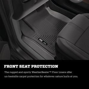 GMC Sierra Floor Mats - Front + 2nd Seat - Husky Liners - WeatherBeater - Black - 2014